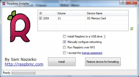Instalátor raspbmc
